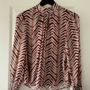 Bella Dahl Mock Neck Smocked Blouse S